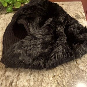 Ann Taylor Black Faux Fur Infinity scarf